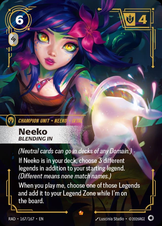 Neeko, Blending In card from Riftbound: Radiance
