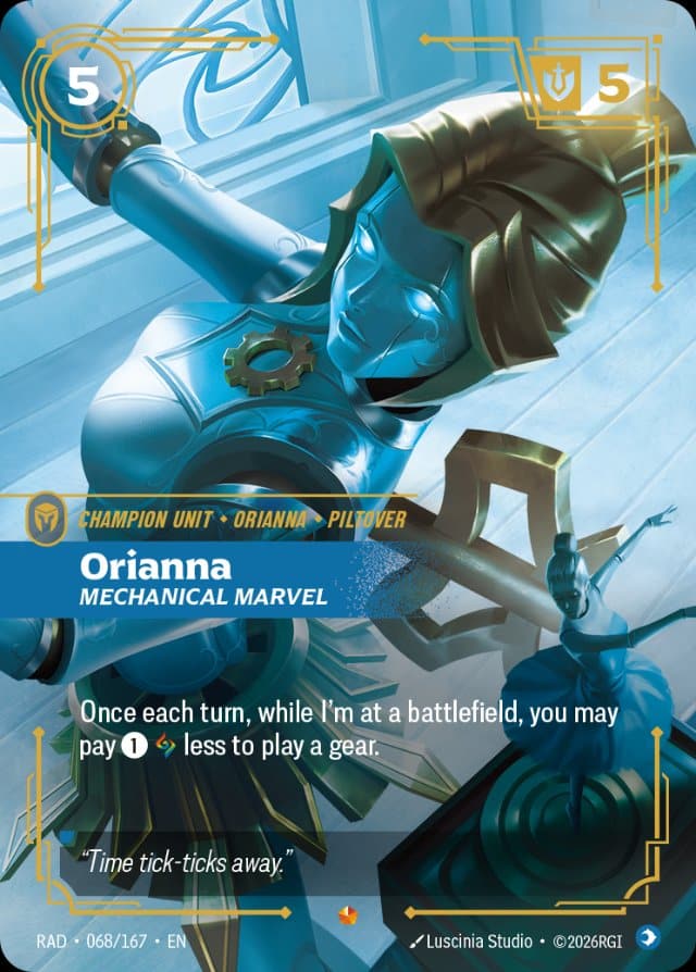 Orianna, Mechanical Marvel card from Riftbound: Radiance